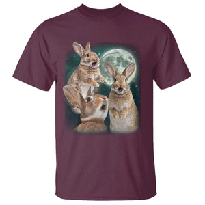 Funny Three Bunny Moon Humorous Rabbit Meme T Shirt TS11 Maroon Print Your Wear