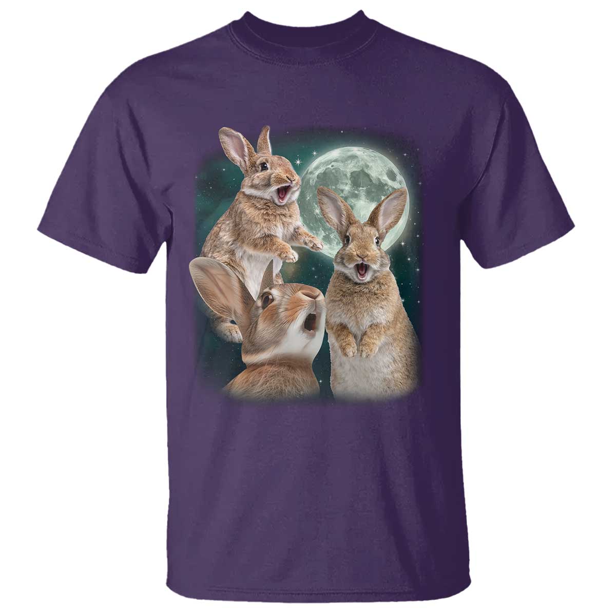 Funny Three Bunny Moon Humorous Rabbit Meme T Shirt TS11 Purple Print Your Wear
