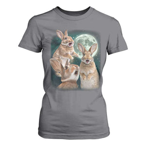 Funny Three Bunny Moon Humorous Rabbit Meme T Shirt For Women TS11 Charcoal Print Your Wear