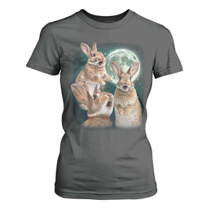 Funny Three Bunny Moon Humorous Rabbit Meme T Shirt For Women TS11 Dark Heather Print Your Wear