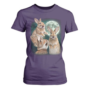 Funny Three Bunny Moon Humorous Rabbit Meme T Shirt For Women TS11 Purple Print Your Wear