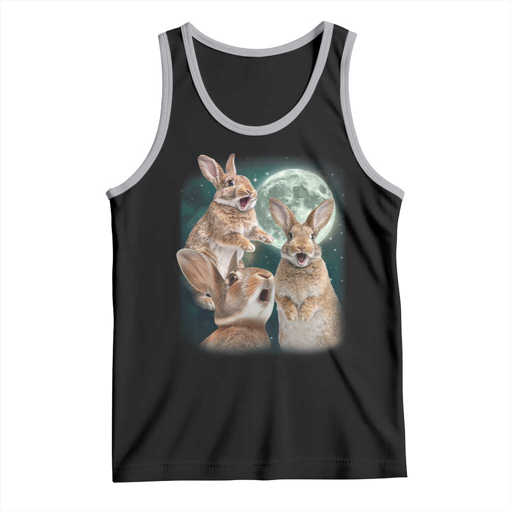 Funny Three Bunny Moon Humorous Rabbit Meme Tank Top TS11 Black Athletic Heather Print Your Wear