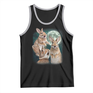 Funny Three Bunny Moon Humorous Rabbit Meme Tank Top TS11 Black Athletic Heather Print Your Wear