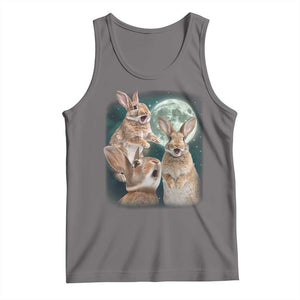 Funny Three Bunny Moon Humorous Rabbit Meme Tank Top TS11 Deep Heather Print Your Wear