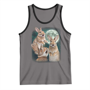 Funny Three Bunny Moon Humorous Rabbit Meme Tank Top TS11 Deep Heather Black Print Your Wear