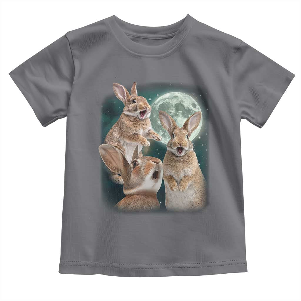 Funny Three Bunny Moon Humorous Rabbit Meme Toddler T Shirt TS11 Charcoal Print Your Wear