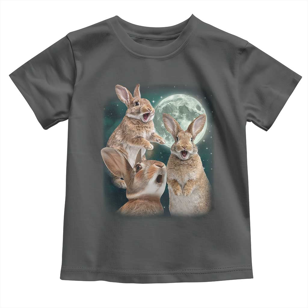 Funny Three Bunny Moon Humorous Rabbit Meme Toddler T Shirt TS11 Dark Heather Print Your Wear