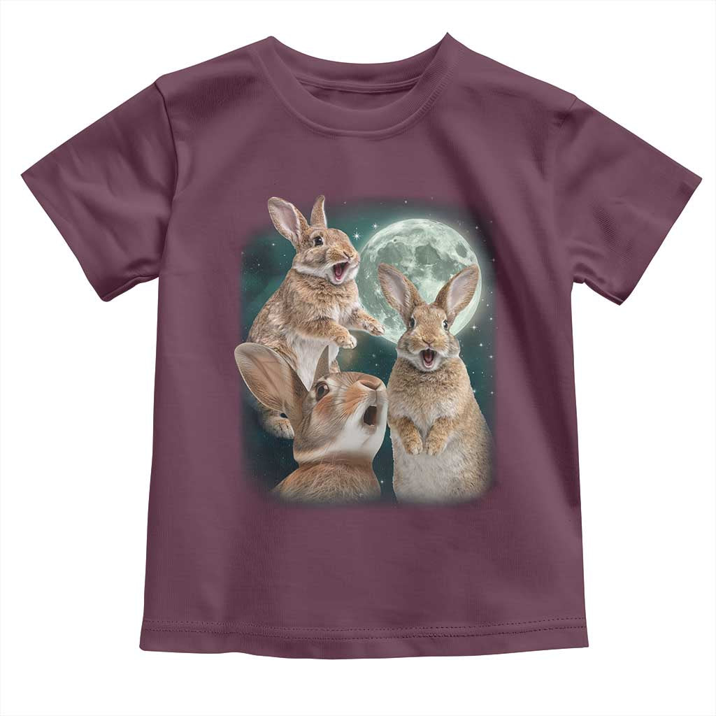 Funny Three Bunny Moon Humorous Rabbit Meme Toddler T Shirt TS11 Maroon Print Your Wear
