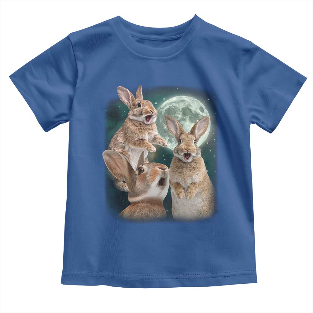 Funny Three Bunny Moon Humorous Rabbit Meme Toddler T Shirt TS11 Royal Blue Print Your Wear