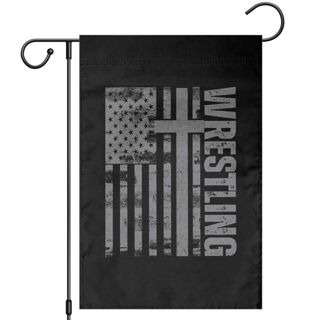 Wrestling Christian Vintage Patriotic American Flag Garden Flag TS11 Black Print Your Wear