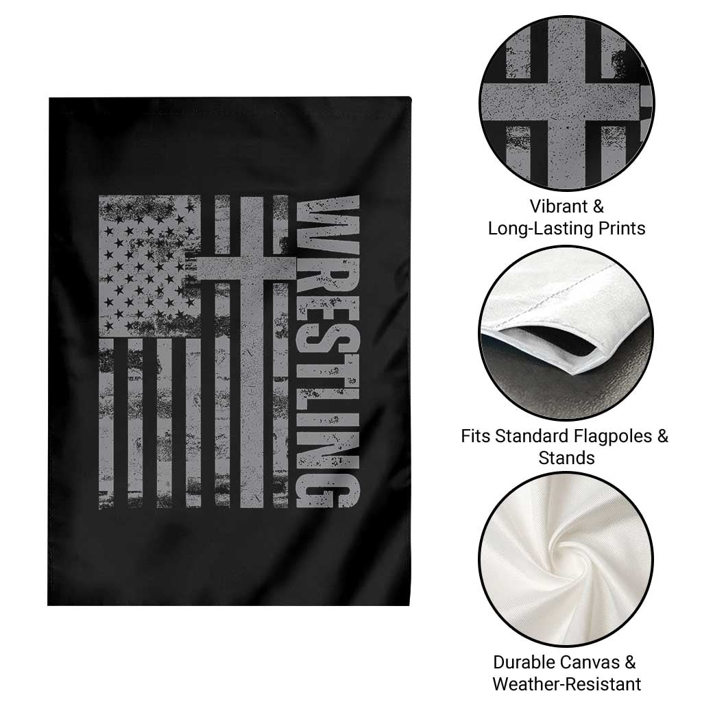 Wrestling Christian Vintage Patriotic American Flag Garden Flag TS11 Print Your Wear