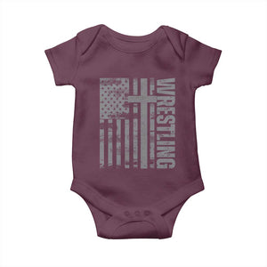 Wrestling Christian Vintage Patriotic American Flag Baby Onesie TS11 Maroon Print Your Wear