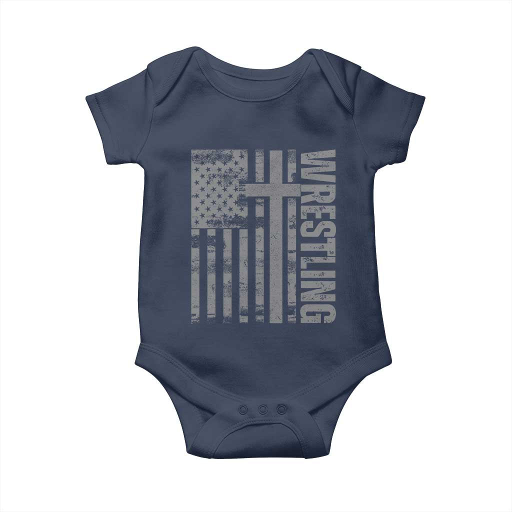 Wrestling Christian Vintage Patriotic American Flag Baby Onesie TS11 Navy Print Your Wear
