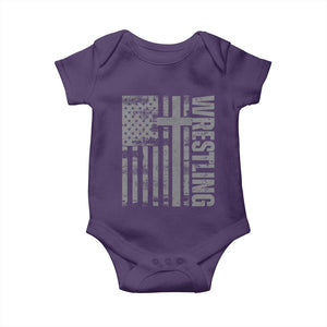 Wrestling Christian Vintage Patriotic American Flag Baby Onesie TS11 Purple Print Your Wear