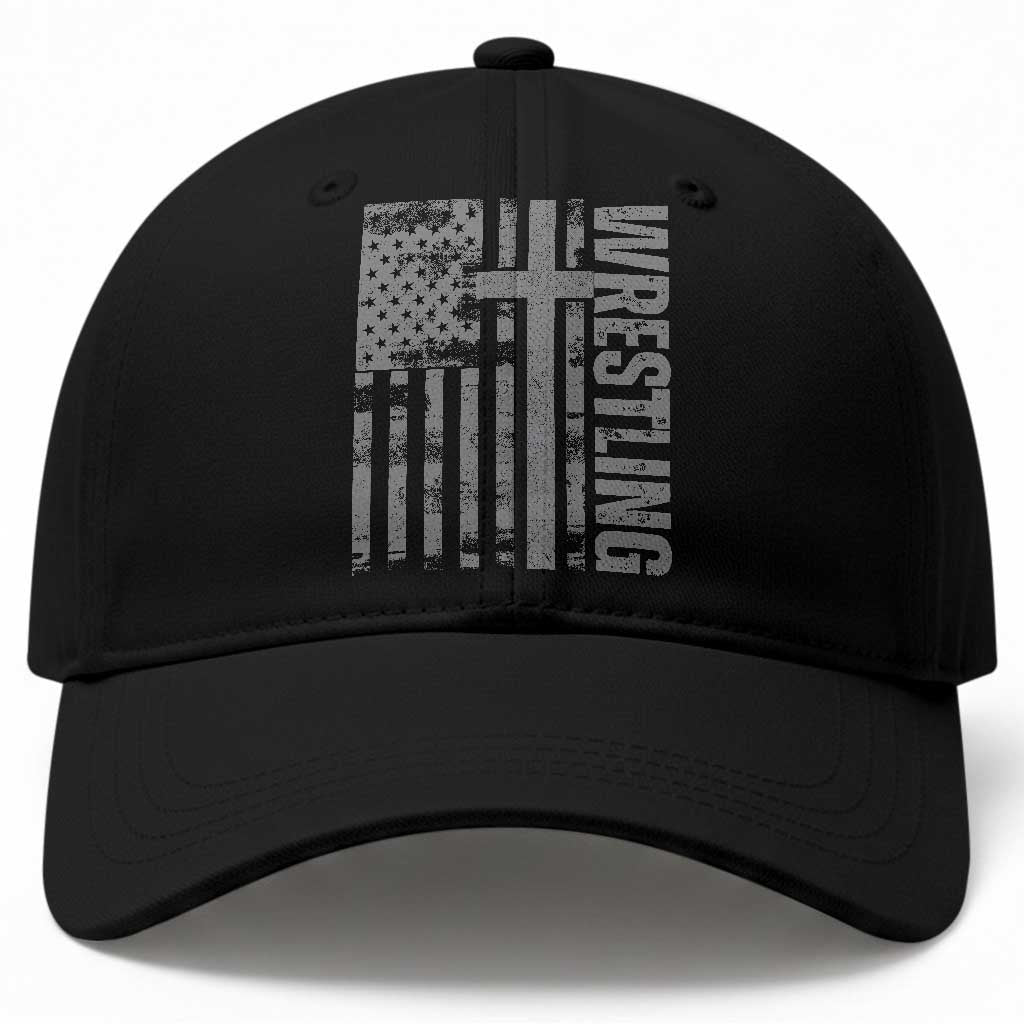 Wrestling Christian Vintage Patriotic American Flag Baseball Cap TS11 Print Your Wear