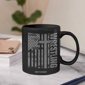 Wrestling Christian Vintage Patriotic American Flag Coffee Mug TS11 Print Your Wear