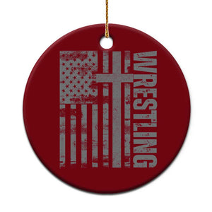 Wrestling Christian Vintage Patriotic American Flag Ceramic Ornament TS11 1pc Red Print Your Wear