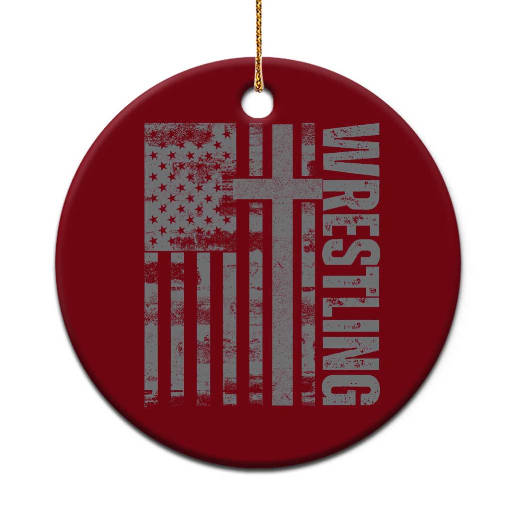 Wrestling Christian Vintage Patriotic American Flag Ceramic Ornament TS11 1pc Red Print Your Wear