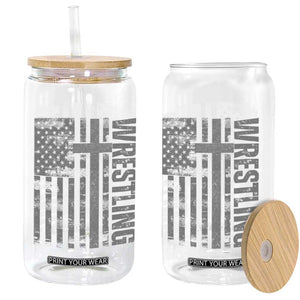 Wrestling Christian Vintage Patriotic American Flag Glass Can TS11 Print Your Wear