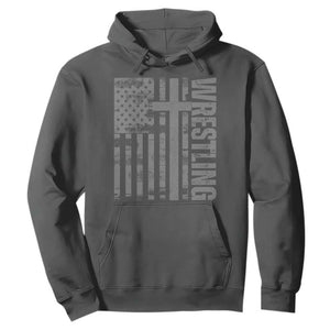 Wrestling Christian Vintage Patriotic American Flag Hoodie TS11 Dark Heather Print Your Wear