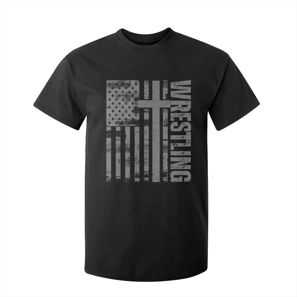 Wrestling Christian Vintage Patriotic American Flag T Shirt For Kid TS11 Black Print Your Wear