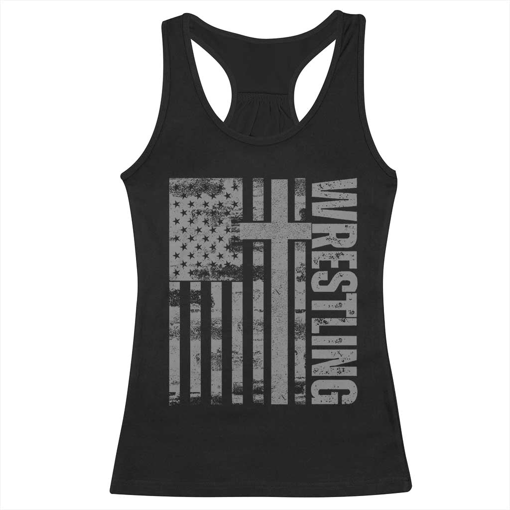 Wrestling Christian Vintage Patriotic American Flag Racerback Tank Top TS11 Black Print Your Wear