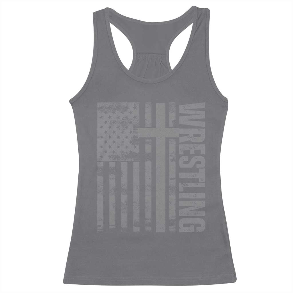 Wrestling Christian Vintage Patriotic American Flag Racerback Tank Top TS11 Charcoal Print Your Wear