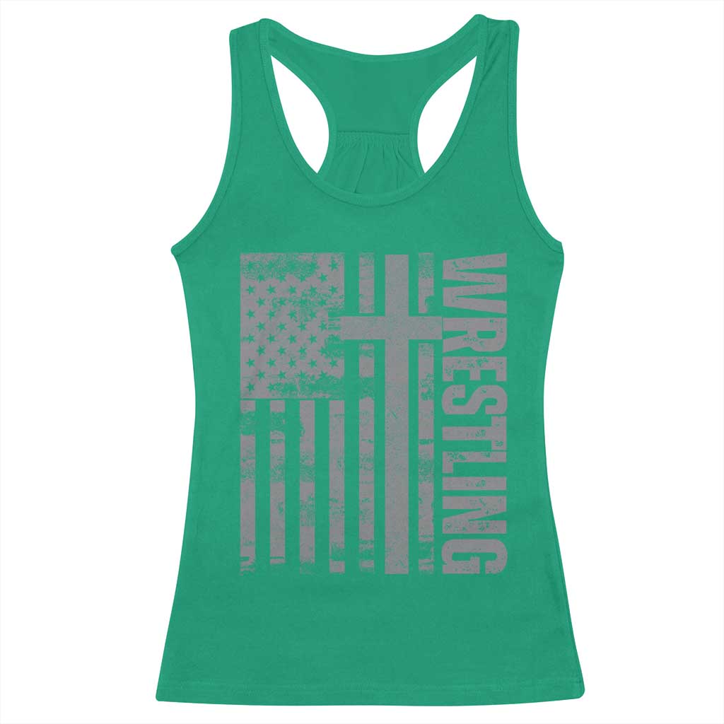 Wrestling Christian Vintage Patriotic American Flag Racerback Tank Top TS11 Irish Green Print Your Wear