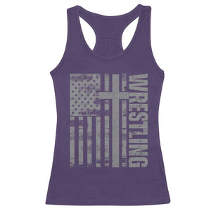 Wrestling Christian Vintage Patriotic American Flag Racerback Tank Top TS11 Purple Print Your Wear