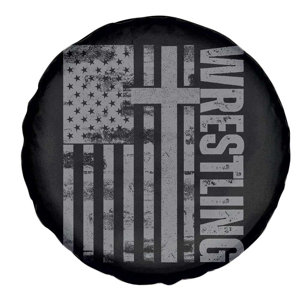 Wrestling Christian Vintage Patriotic American Flag Spare Tire Cover TS11 Print Your Wear