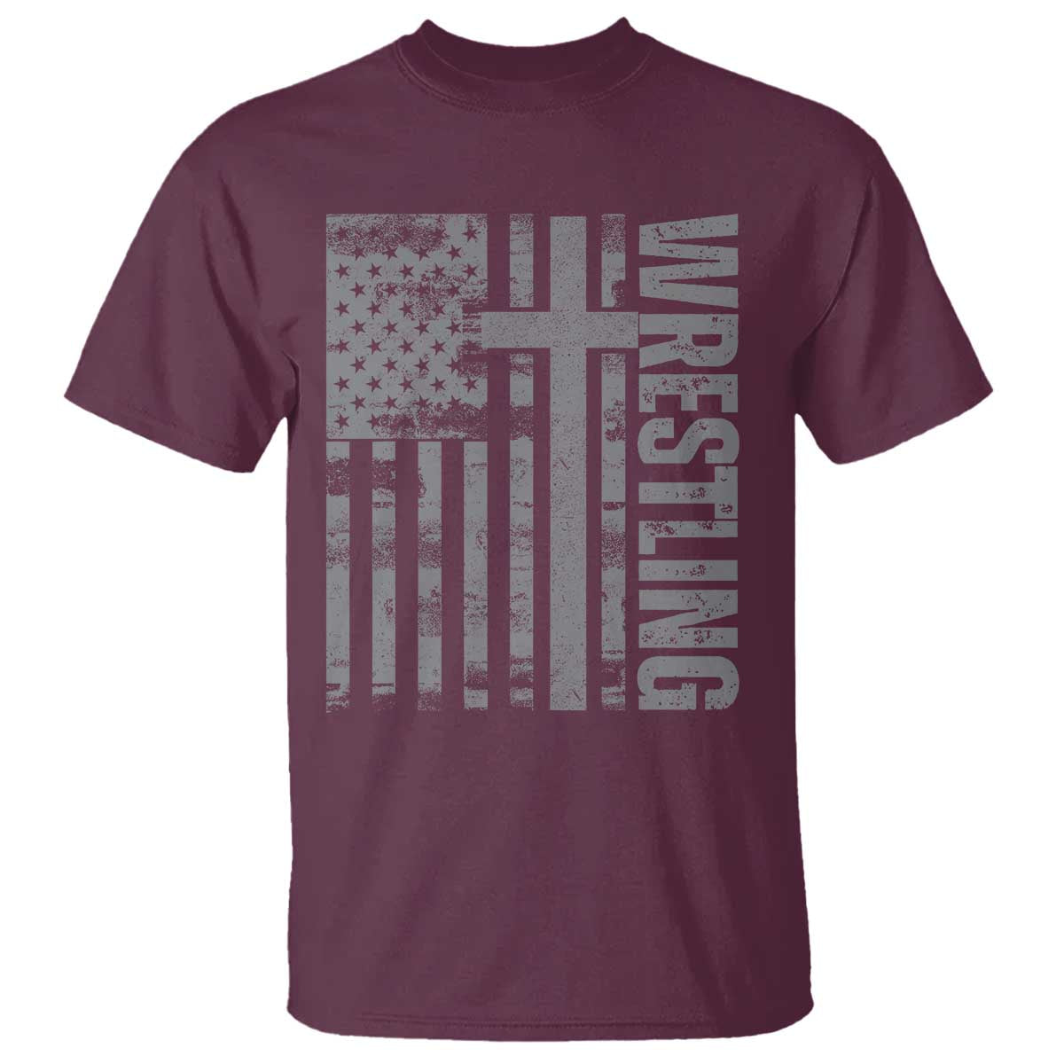 Wrestling Christian Vintage Patriotic American Flag T Shirt TS11 Maroon Print Your Wear