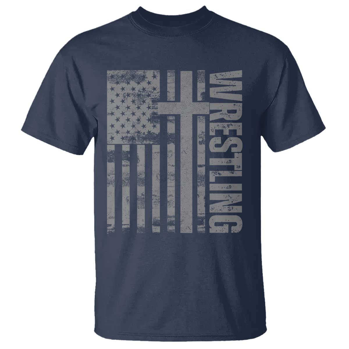 Wrestling Christian Vintage Patriotic American Flag T Shirt TS11 Navy Print Your Wear