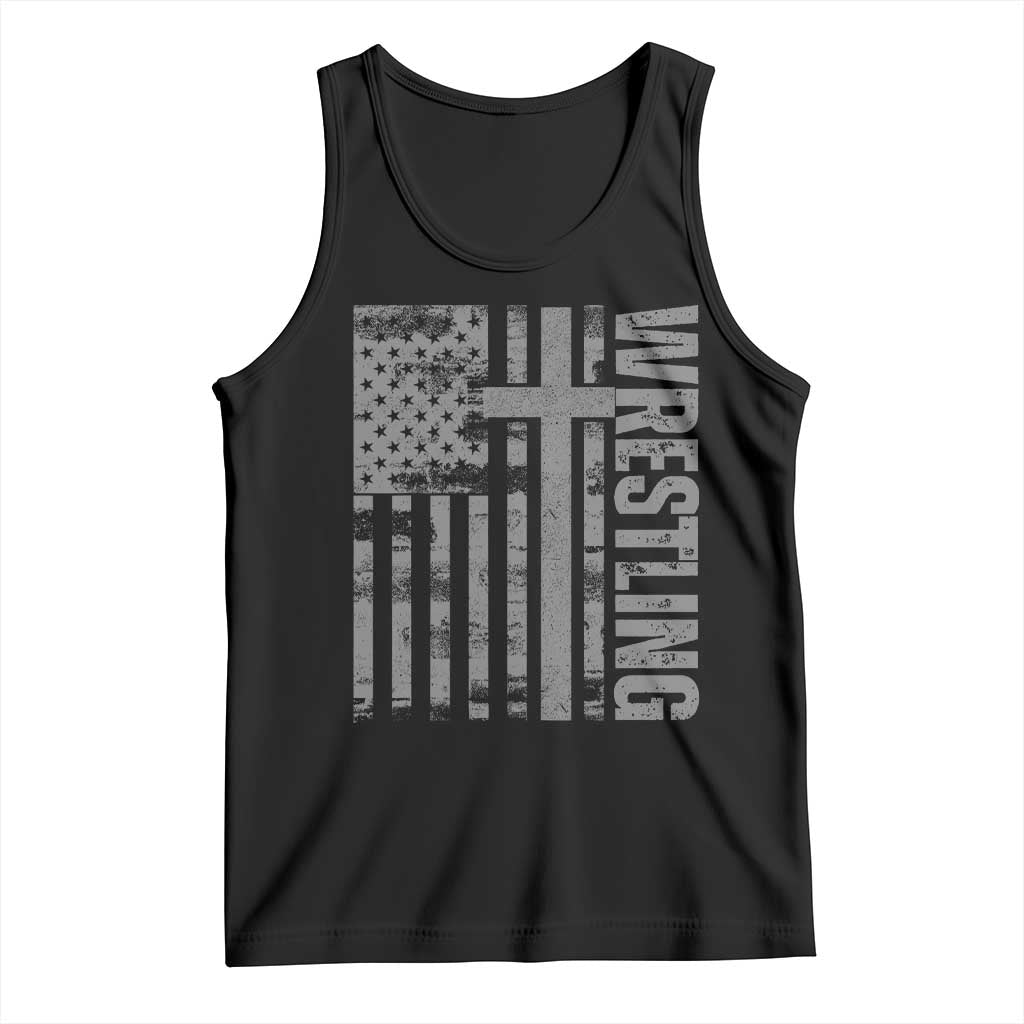 Wrestling Christian Vintage Patriotic American Flag Tank Top TS11 Black Print Your Wear
