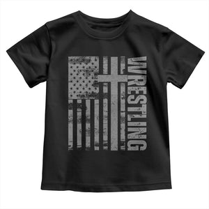Wrestling Christian Vintage Patriotic American Flag Toddler T Shirt TS11 Black Print Your Wear