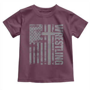Wrestling Christian Vintage Patriotic American Flag Toddler T Shirt TS11 Maroon Print Your Wear