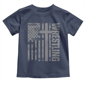 Wrestling Christian Vintage Patriotic American Flag Toddler T Shirt TS11 Navy Print Your Wear