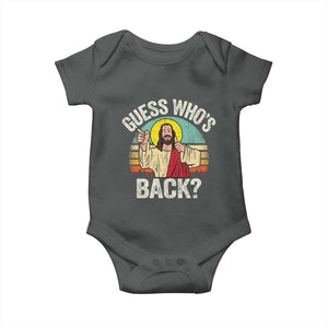Funny Guess Who Is Back Jesus Easter Christian Baby Onesie TS11 Dark Heather Print Your Wear