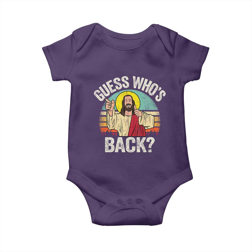 Funny Guess Who Is Back Jesus Easter Christian Baby Onesie TS11 Purple Print Your Wear