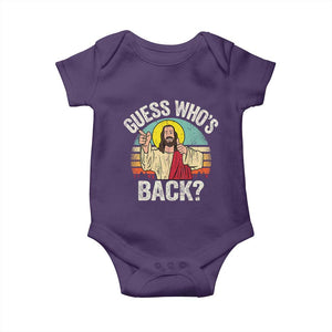 Funny Guess Who Is Back Jesus Easter Christian Baby Onesie TS11 Purple Print Your Wear