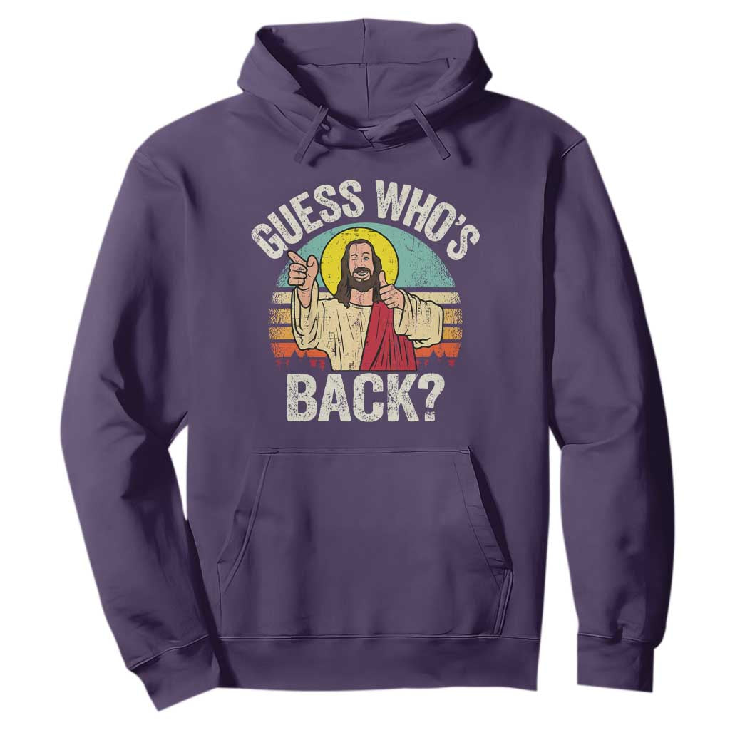 Funny Guess Who Is Back Jesus Easter Christian Hoodie TS11 Purple Print Your Wear
