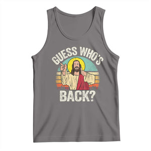 Funny Guess Who Is Back Jesus Easter Christian Tank Top TS11 Deep Heather Print Your Wear
