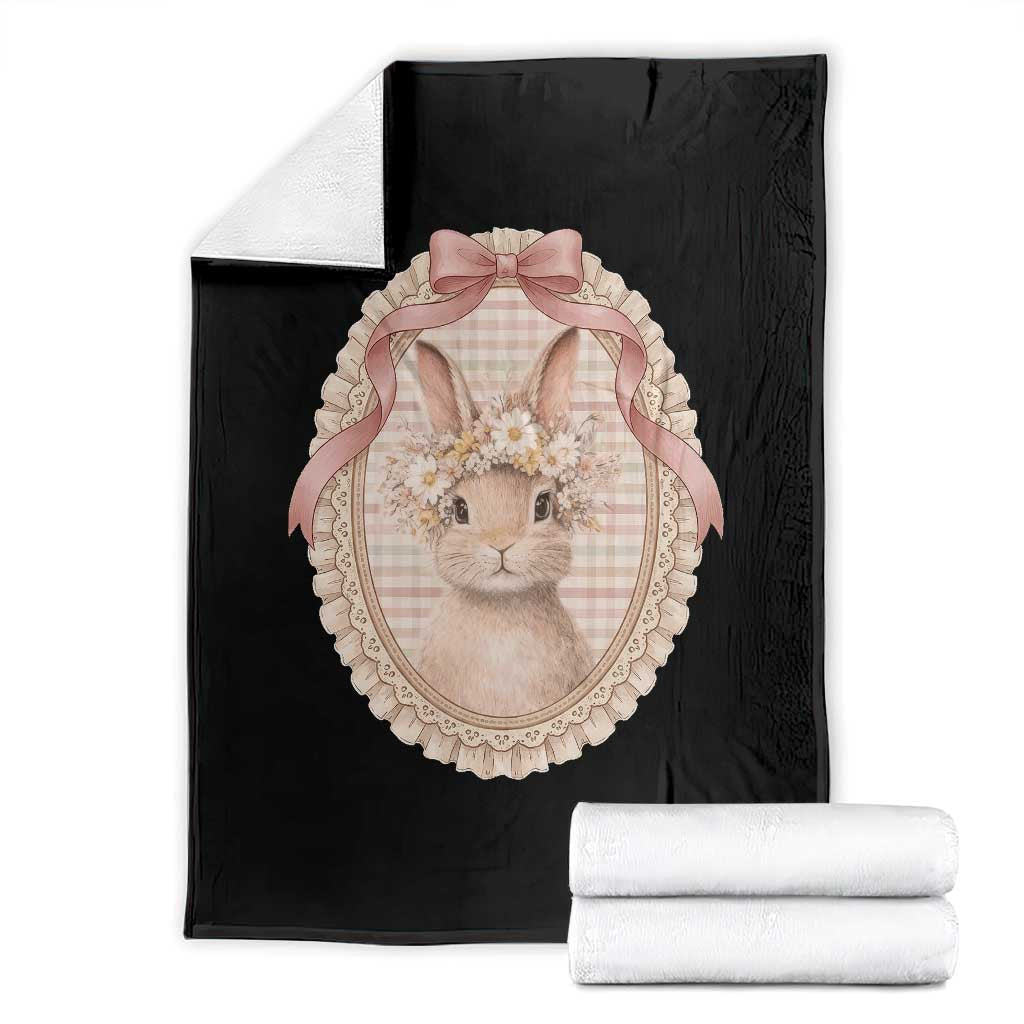 Floral Coquette Easter Bunny Vintage Thrifted Grandma Core Throw Blanket TS11 Black Print Your Wear
