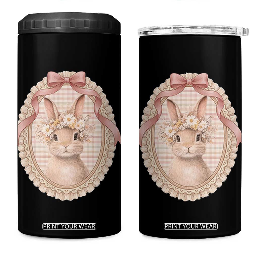 Floral Coquette Easter Bunny Vintage Thrifted Grandma Core 4 in 1 Can Cooler Tumbler TS11 One Size: 16 oz Black Print Your Wear