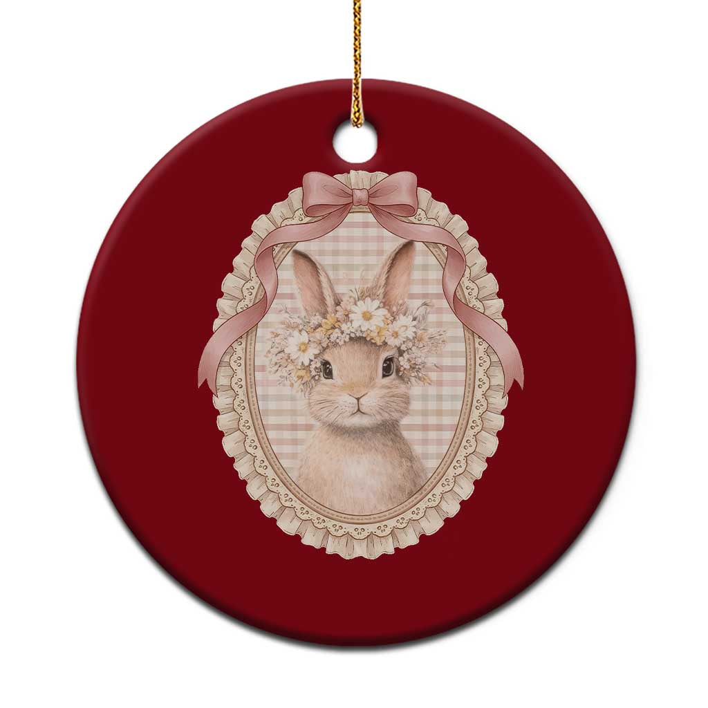 Floral Coquette Easter Bunny Vintage Thrifted Grandma Core Ceramic Ornament TS11 1pc Red Print Your Wear