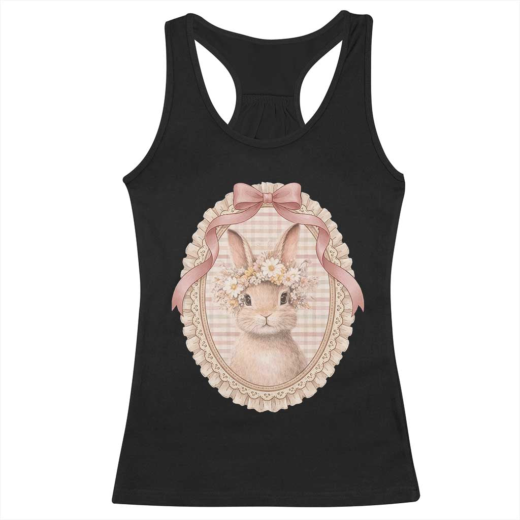 Floral Coquette Easter Bunny Vintage Thrifted Grandma Core Racerback Tank Top TS11 Black Print Your Wear