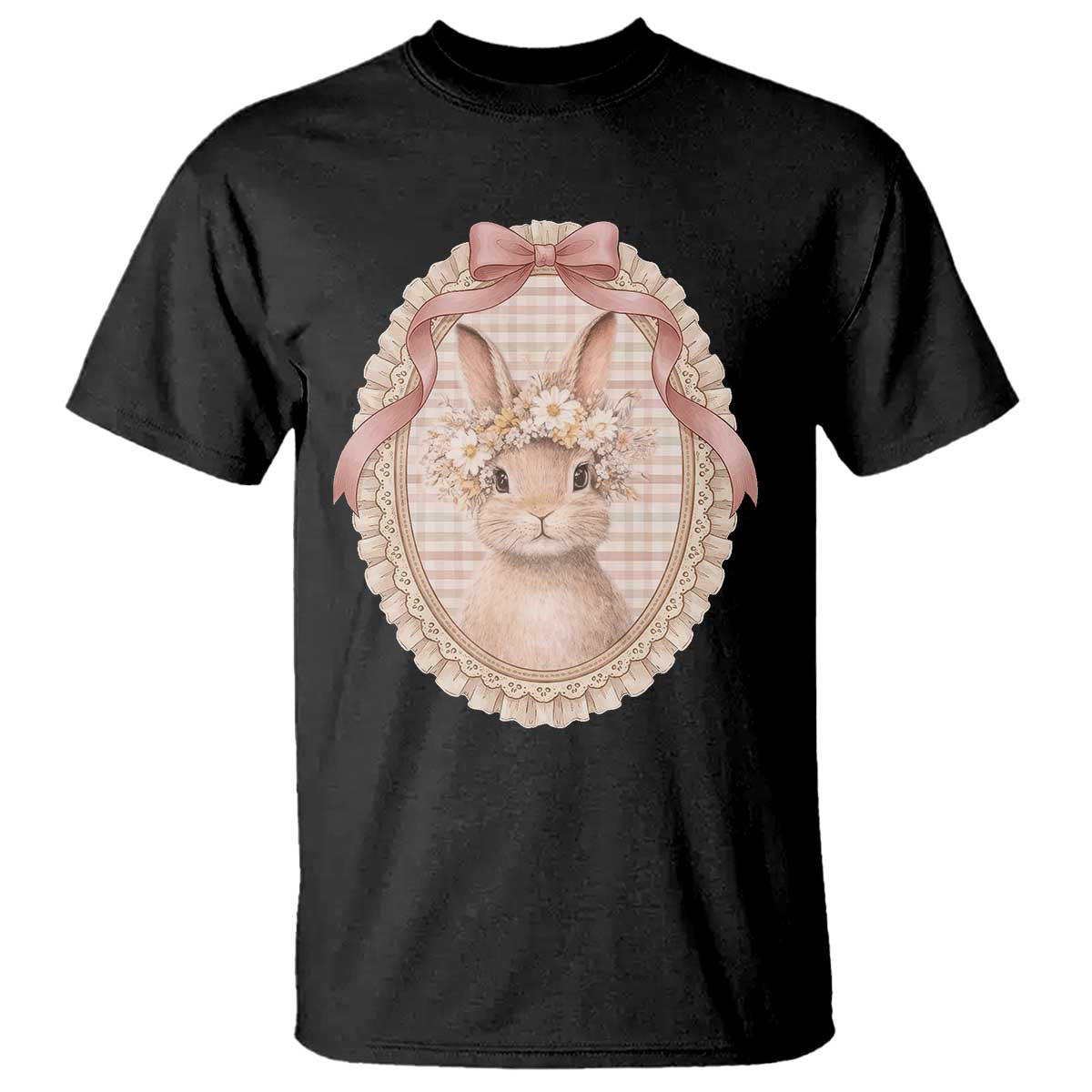 Floral Coquette Easter Bunny Vintage Thrifted Grandma Core T Shirt TS11 Black Print Your Wear