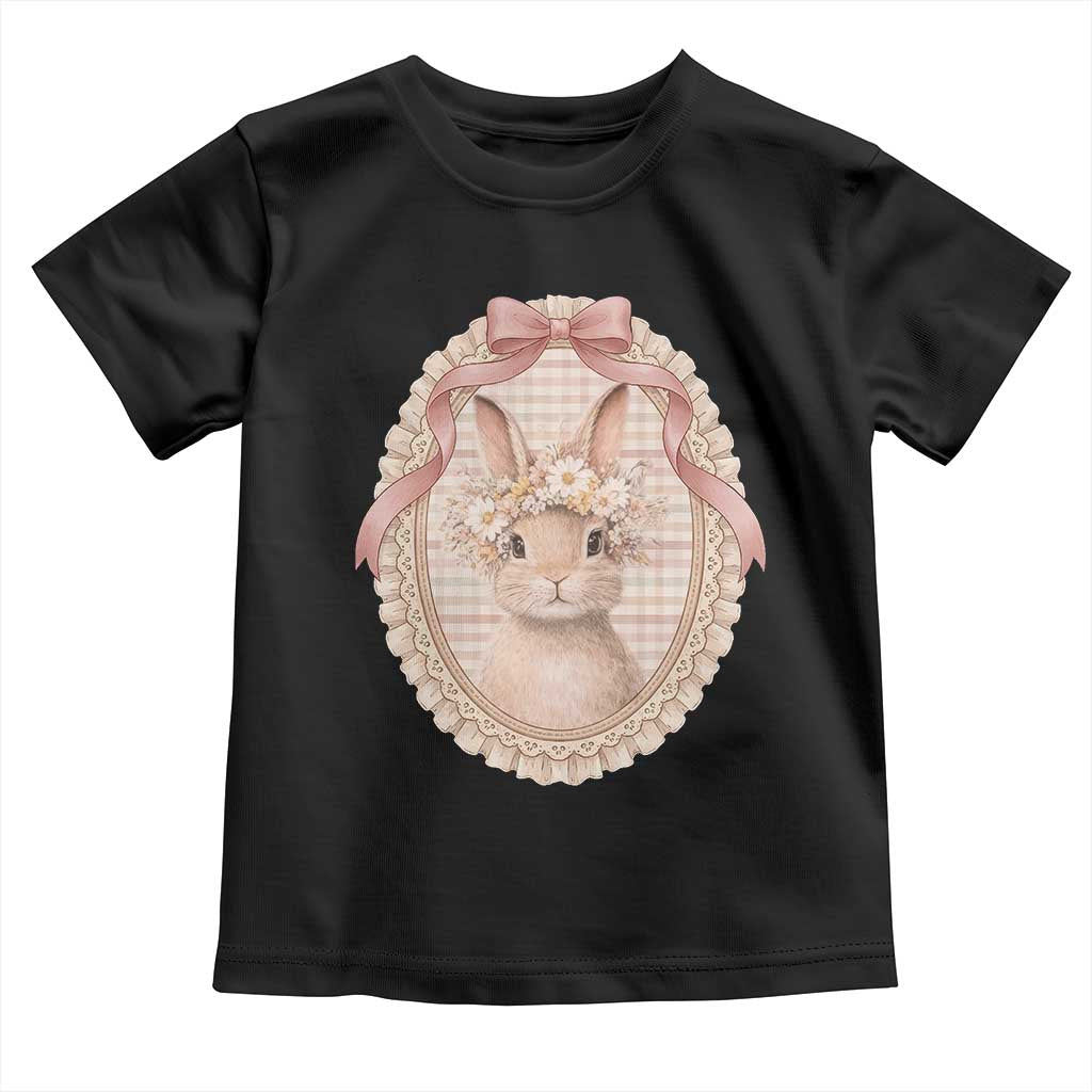 Floral Coquette Easter Bunny Vintage Thrifted Grandma Core Toddler T Shirt TS11 Black Print Your Wear