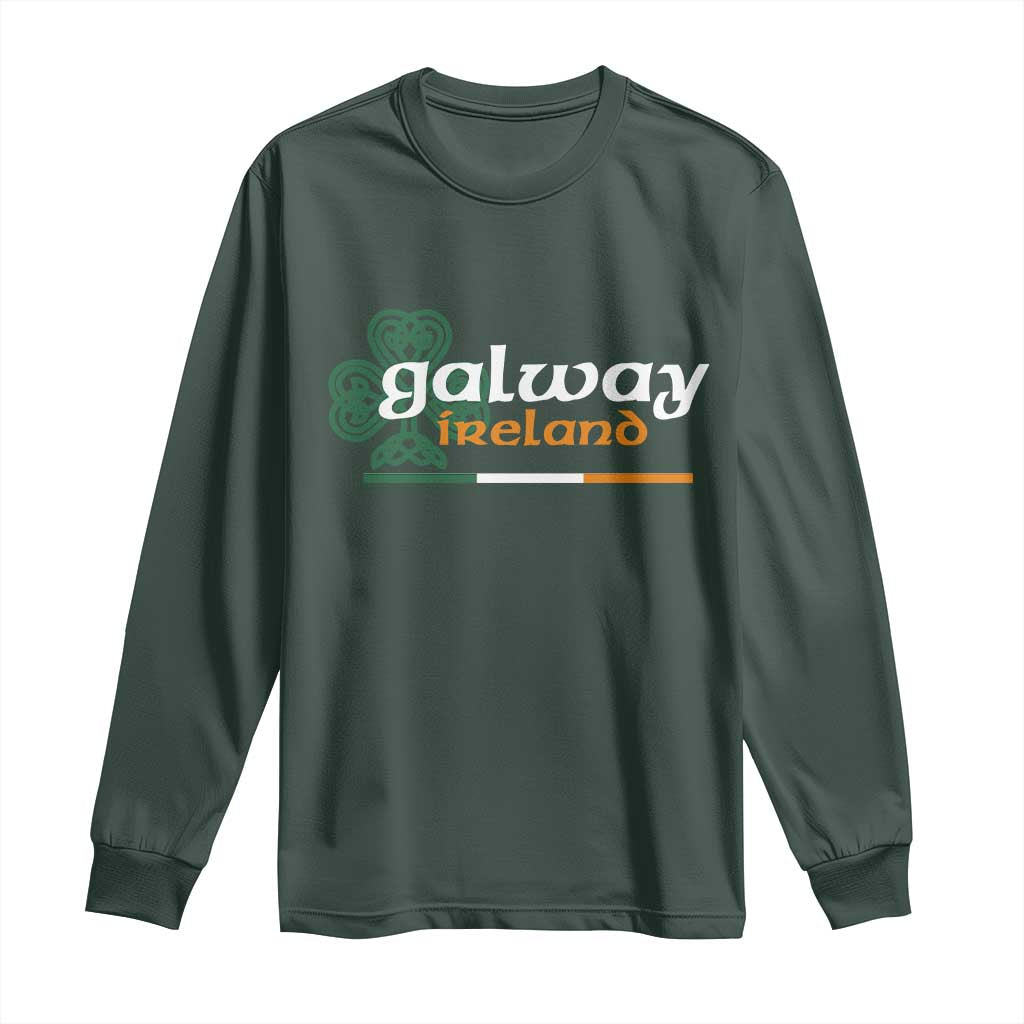 Galway Ireland Long Sleeve Shirt Irish City Souvenir St Patricks Day Celtic Shamrock TS11 Dark Forest Green Print Your Wear