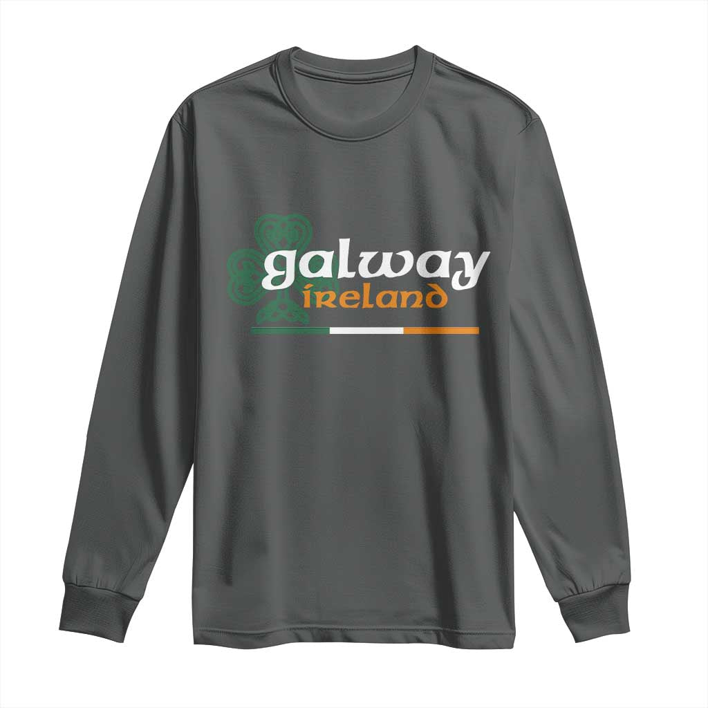 Galway Ireland Long Sleeve Shirt Irish City Souvenir St Patricks Day Celtic Shamrock TS11 Dark Heather Print Your Wear
