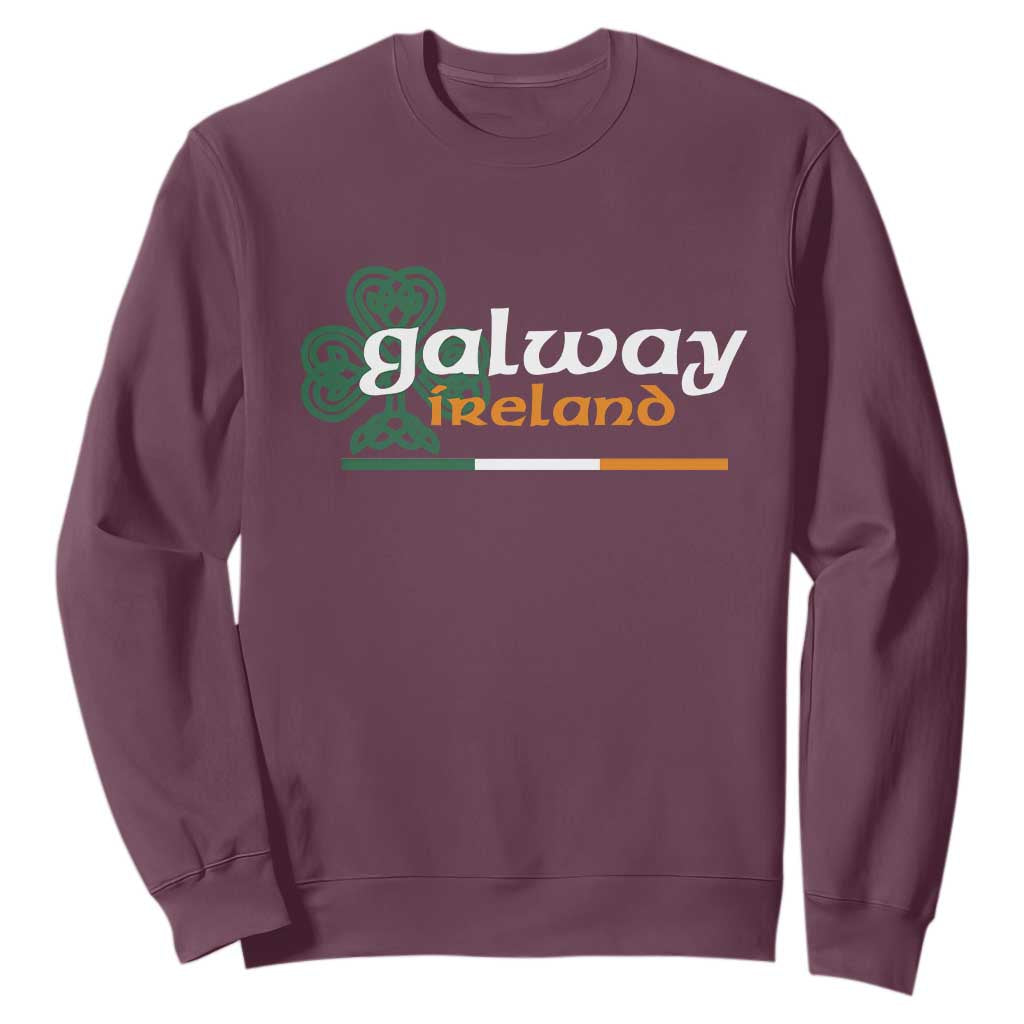 Galway Ireland Sweatshirt Irish City Souvenir St Patricks Day Celtic Shamrock TS11 Maroon Print Your Wear